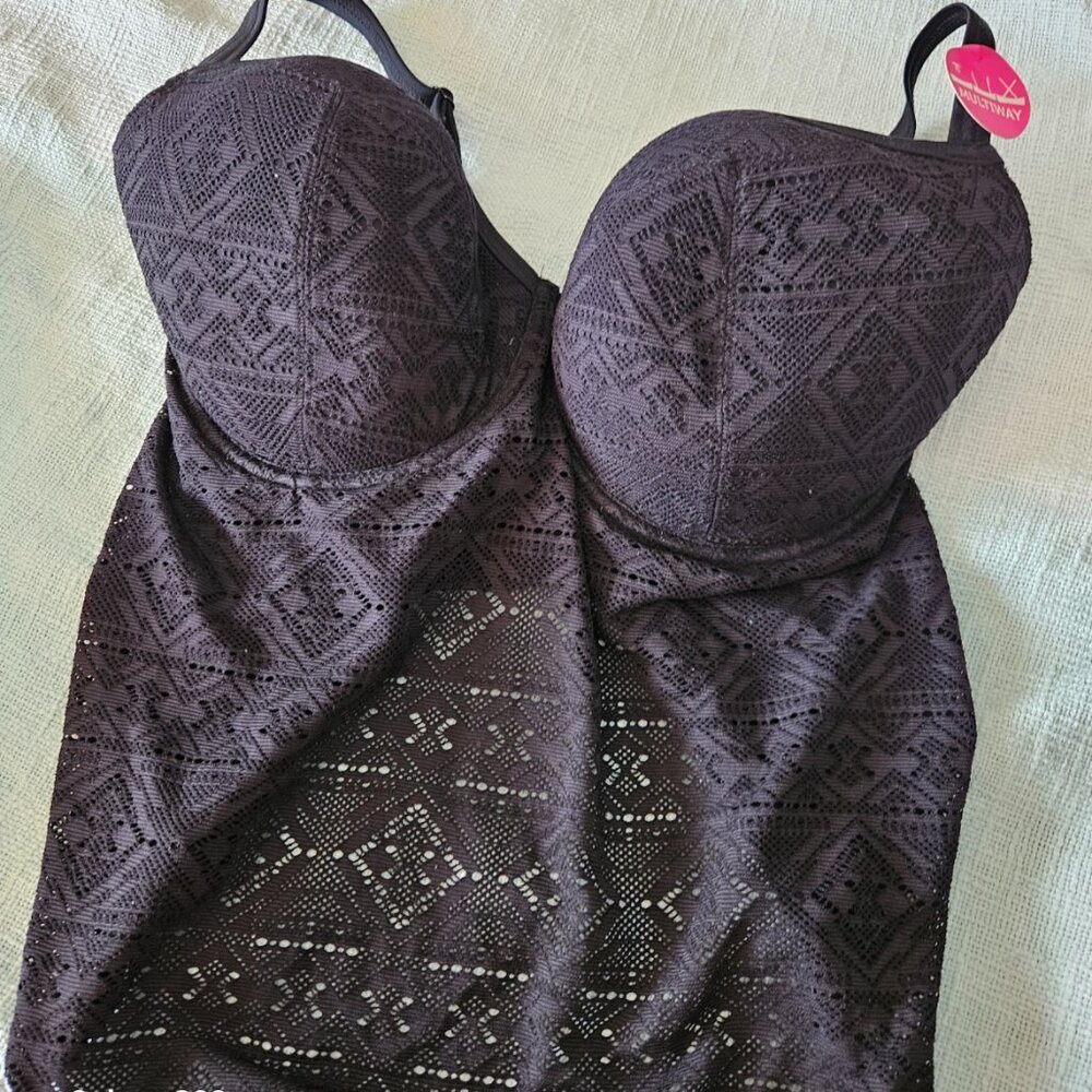 Curvy Kate US 34K UK 34H Black crochet tankini tip bra sized NWOT never worn
